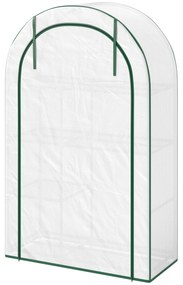 Outsunny Mini solar, solar cu patru niveluri cu acoperire din plastic, portabil, ușă rulabilă, 100 x 45 x 160 cm, alb | Aosom Romania
