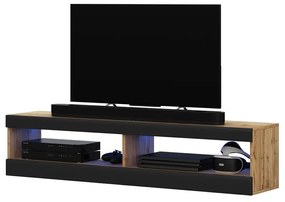 Dulap TV Violett 100 (cu iluminat) (stejar lancaster + negru). 1098640