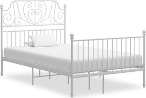 vidaXL Cadru de pat, alb, 120x200 cm, metal