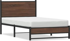 vidaXL Cadru pat metalic fără saltea, stejar maro, 100x200 cm