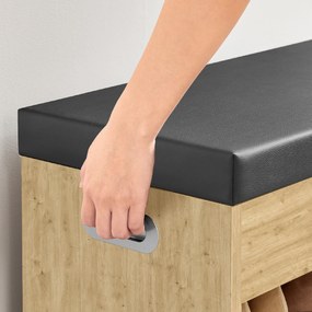 Suport incaltaminte cu banca si sezut negru din piele ecologica TAYLOR ARTISAN 80x30x44 cm