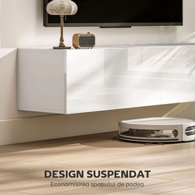 HOMCOM Dulap TV Suspendat pentru Televizoare de 45"-55"-65" cu 2 Dulapuri, Alb | Aosom Romania