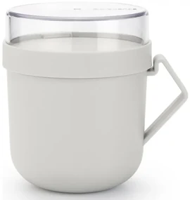 Ceasca pentru supa cu capac Brabantia Make&Take 1006295, 600+180 ml, Capac cu infiletare, Fara BPA, Gri