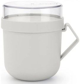 Ceasca pentru supa cu capac Brabantia Make&Take 1006295, 600+180 ml, Capac cu infiletare, Fara BPA, Gri