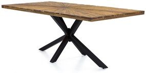 Masa dreptunghiulara cu blat din lemn de tec Tables&amp;Co 220x100 cm maro/negru
