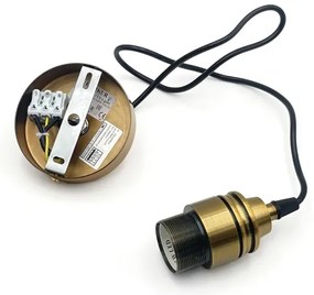 Lustră suspendată pe cablu HECTOR 1xE27/15W/230V alb/alamă Ø30 cm