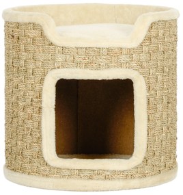 PawHut Tonneau pentru zgâriat pisici, tonneau pentru pisici, acoperit cu plus, capacitate de 5 kg, Ø 38 x 37 Î kaki și bej | Aosom Romania