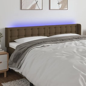 3123695 vidaXL Tăblie de pat cu LED, maro închis, 203x16x78/88 cm, textil