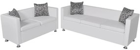 vidaXL Set canapele 3 locuri și 2 locuri, alb, piele artificială