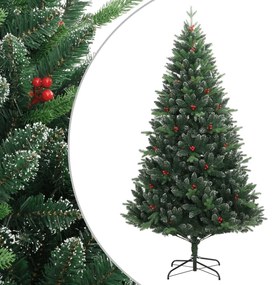 vidaXL Pom de Crăciun artificial cu balamale cu fructe roșii 120 cm