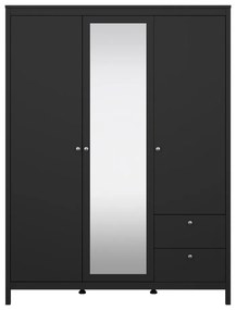 Șifonier negru cu oglindă 150x199x58 cm Madrid – Tvilum