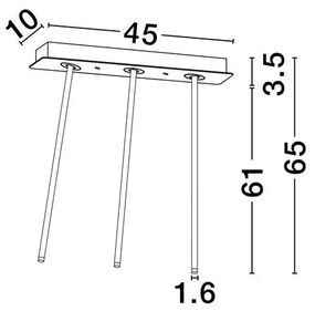 Plafoniera cu 3 Spoturi LED reglabile design tubular STILVI negru, H-65cm
