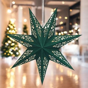 Stea de hartie pentru Craciun cu sapte colturi STARLET DELUXE 35 cm, verde