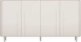 Comodă cu patru uși pe picioare Amilio 200 cm - cashmir / stejar uleiat / mânere cashmir