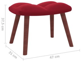 Scaun balansoar cu taburet, rosu vin, catifea 1, Bordo, Cu suport de picioare