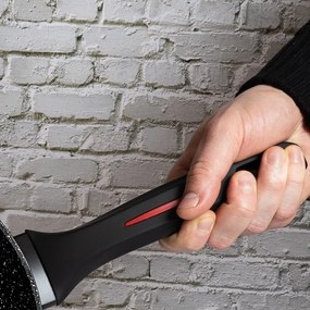 Tigaie grill Royalty Line FGN24, 24 cm, Finisaj marmura, Inductie, Negru