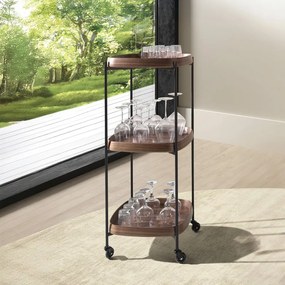 Gheridon, Mini Bar cu roti pentru bauturi si sticle Walnut