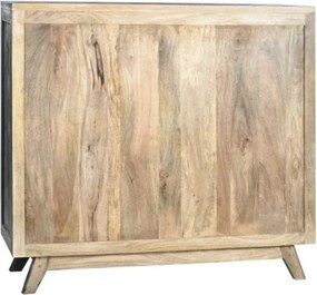 Comodă din lemn de mango și piele naturală cu păr de vacă, H102 cm, „Vachette”
