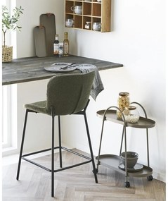 Scaun de bar verde închis tapițat (înălțime șezut 65 cm) Maceda – House Nordic