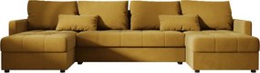 Coltar extensibil in forma de U VENORIA, mustar, 285x146 cm + 2 perne GRATUIT