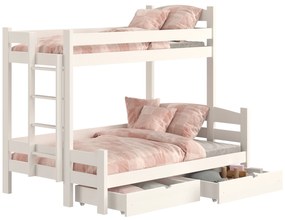 Pat supraetajat cu sertare Lovic 90x200/120x200 partea stângă - alb