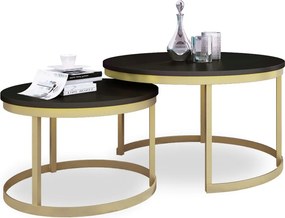 Măsuță de cafea 2in1 OKIN – 75x75x43 cm – Auriu / Negru