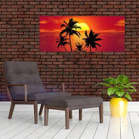 Tablou - Silueta insulei cu palmieri (120x50 cm)