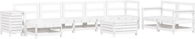 vidaXL Set canapea de grădină, 10 piese, alb, lemn masiv de pin
