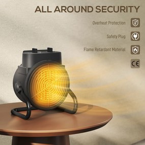 HOMCOM Încălzitor electric reglabil cu 3 moduri, 21.5x15.8x22 cm, Negru | Aosom Romania