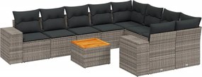 vidaXL Set mobilier de grădină cu perne, 10 piese, gri, poliratan