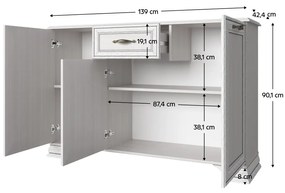 Comodă combinată 3D1S, woodline crem, TIFFY 08