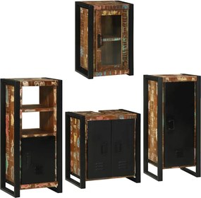 vidaXL Set de mobilier pentru baie cu raft 4 pcs Lemn recuperat solid