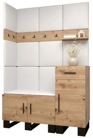 Set mobilier pentru hol Amanda 10 (Stejar artisan + Alb). 1085945