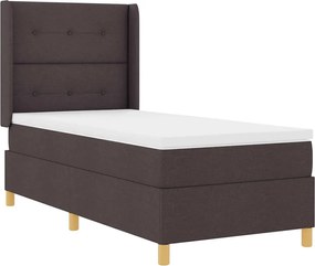vidaXL Pat cu arcuri cu saltea cu headboard Maro 140 x 190 cm țesătură