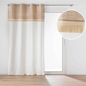 Draperie albă-maro din amestec de iută 140x240 cm Cirrus – douceur d'intérieur