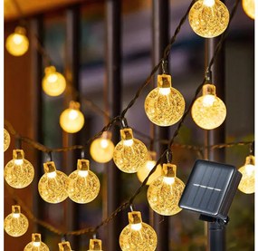Brilagi - Ghirlandă solară decorativă LED BUBBLE, 300 LED, 8 moduri, 30 m, IP65, alb cald