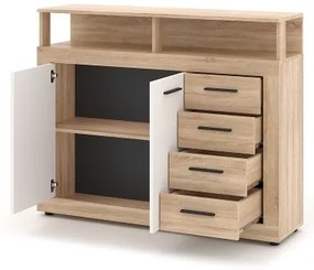 Comodă RUNA, stejar Sonoma/alb