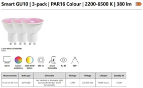 Set 3 becuri Smart LED RGB GU10 PAR16 2200-6500K 380LM