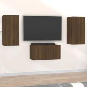 3120232 vidaXL Set dulap TV, 3 piese, stejar maro, lemn prelucrat