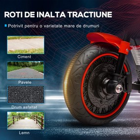 HOMCOM Motocicleta Electrica pentru Copii 18-36 Luni, Motocicleta Jucarie din PP si Metal cu Roti Suplimentare si Far, Rosu si Negru | Aosom Romania