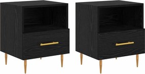 vidaXL Noptieră cu sertar 2 pcs Negru 40 x 35 x 47,5 cm Lemn compozit