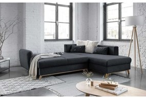 Colțar extensibil cu șezlong pe partea dreaptă Miuform Scandic Lagom L, gri închis