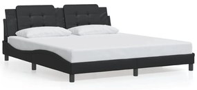 3214208 vidaXL Cadru de pat cu lumini LED, negru, 180x200 cm, piele ecologică