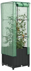 vidaXL Strat înălțat cu husă de seră, aspect ratan, 40x40x139 cm