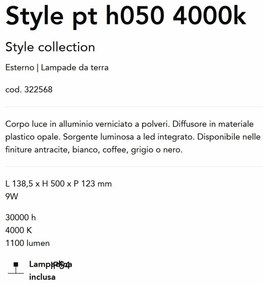 Stalp LED iluminat exterior Style pt h050 4000k cafeniu