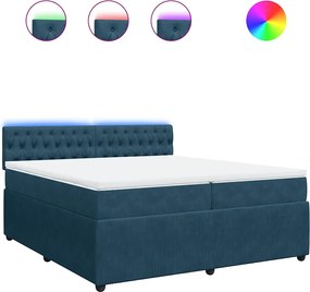 vidaXL Pat box spring cu saltea, albastru, 200x200 cm, catifea