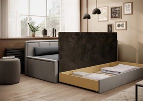 Canapea gri extensibilă/cu spațiu de depozitare cu tapițerie din chenille 214 cm Fulgeo – ELTAP