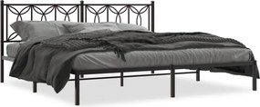 vidaXL Cadru de pat metalic cu tăblie, negru, 193x203 cm