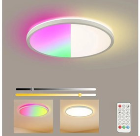 Brilagi - Corp de iluminat LED RGB Ultra Slim, cu dimmer, 18W, 230V, Ø 30 cm, alb + telecomandă