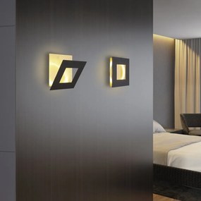 Aplica de perete LED design ambiental DALIA 22x22cm, negru/ auriu